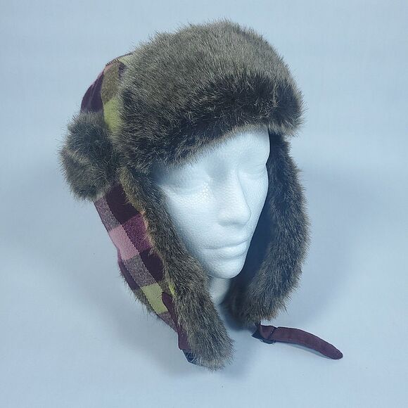 D&Y David & Young Trapper Hat Womens Faux Fur Accents Ear Flaps - Picture 1 of 11